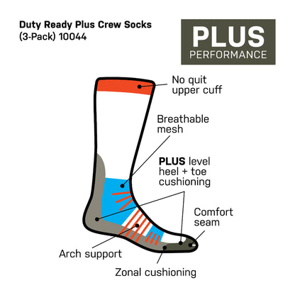 10044 - DUTY READY PLUS CREW SOCKS (3-PACK)