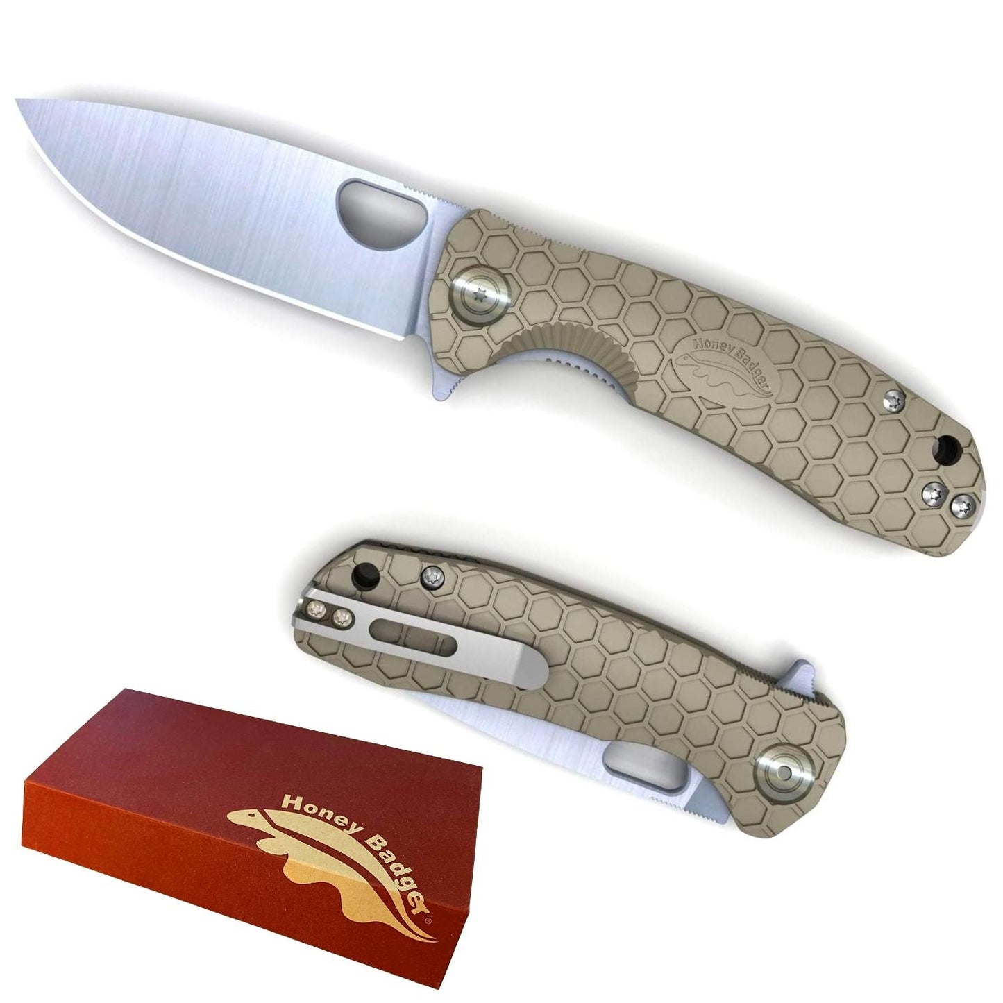 HB1010 - HONEY BADGER FLIPPER D2 LARGE TAN