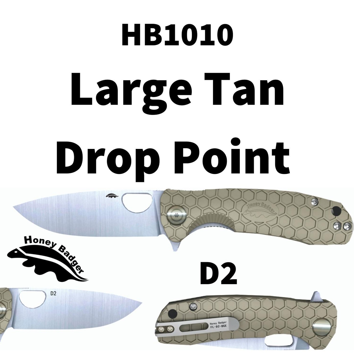 HB1010 - HONEY BADGER FLIPPER D2 LARGE TAN