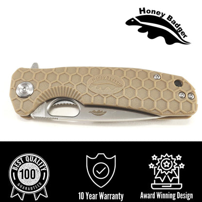 HB1010 - HONEY BADGER FLIPPER D2 LARGE TAN