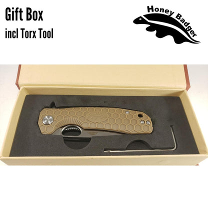 HB1010 - HONEY BADGER FLIPPER D2 LARGE TAN